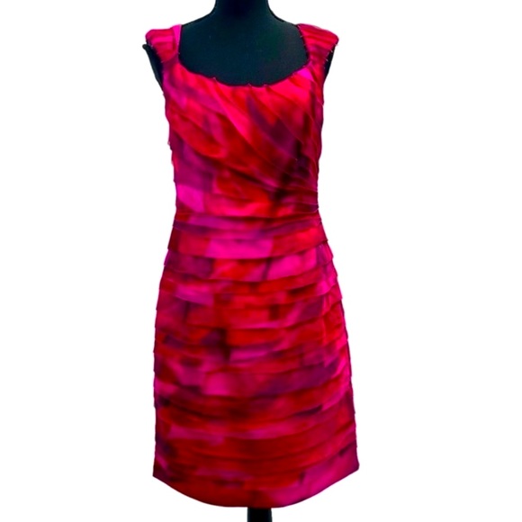 Theia Silk Bandage Ruffle Jewel Toned Cocktail Sleeveless Dress Size 12 - Picture 1 of 9